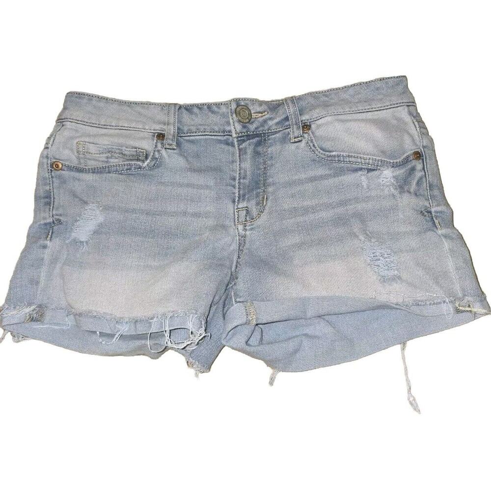 Aeropostale Shorts Womens Size 2 Blue Distressed Lowrise Denim Pockets